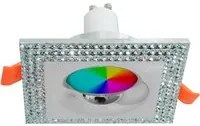 Faretto incasso quadrato foro 65mm brillantini lampada LED RGB GU10 luce colorata bar negozio 230V SILVER RGBW + 6000K