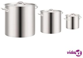 vidaXL Set di Pentole 3 pz 50/21/6 L in Acciaio Inossidabile