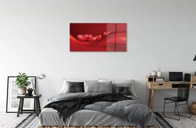 Quadro acrilico Cuori di sfondo rosso 100x50 cm