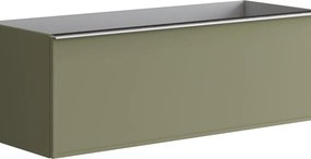Mobile da bagno sospeso sotto lavabo Pixel frame 2 cassetti L 120 x H 40 x P 45.5 cm verdesalvia laccato opaco, con maniglia alluminio brillante