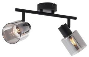 Plafoniera moderna nera con vetri fumé rotondi 2 luci - Cilin