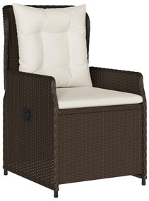 Set da pranzo da giardino 7pz con cuscini in polyrattan marrone