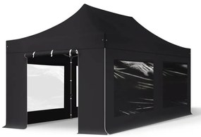 TOOLPORT 3x6 m gazebo pieghevole PVC con laterali (finestre panoramiche), PREMIUM acciaio, nero - (600121)