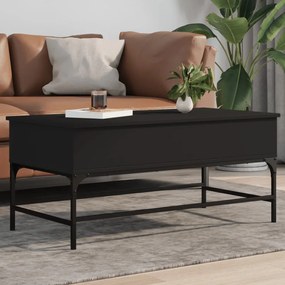 Tavolino Salotto Nero 100x50x45 Cm Legno Multistrato E Metallo /