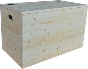 Cassapanca pouf contenitore in legno massello NATURALE cm 78