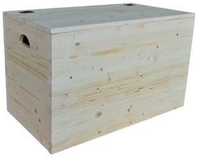 Cassapanca pouf contenitore in legno massello NATURALE cm 78