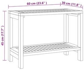 Tavolino da Bagno 60x30x45 cm in Legno Massello di Teak