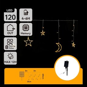 Aigostar - Catena luminosa natalizia solare LED, 120 LED, 8 funzioni, 3 x 0,6 m, 500 mAh, IP65, bianco caldo