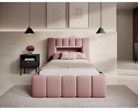 Letto singolo imbottito rosa con contenitore con rete inclusa 90x200 cm Lamica – ELTAP