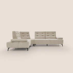 Lugano Divano angolare con schienali traslanti in microfibra effetto velluto T09 beige