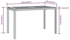 Tavolo da giardino nero e marrone 123x60x74 cm acacia massello