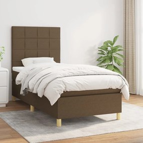 Giroletto A Molle Con Materasso Marrone Scuro 100x200cm Tessuto /