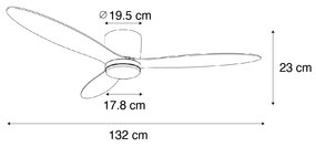 Ventilatore da soffitto bianco 132 cm con LED dimmerabile e telecomando - Sofio