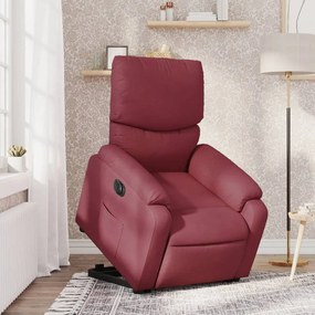Poltrona Alzapersona Reclinabile Elettrica Rosso Vino Tessuto /