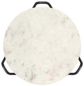 Tavolino da caffè bianco 40x40x40 cm pietra vera testura marmo