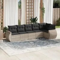 Set Divano da Giardino 6pz con Cuscini Grigio Chiaro Polyrattan 3253729