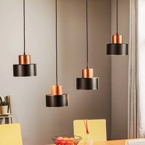 TEMAR LIGHTING Lampada a sospensione Olla in nero/rame, 4 luci