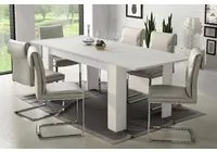 Tavolo allungabile Albatera, Tavolo da pranzo estensibile, Consolle multiuso con allunghe, Cm 140x88h75, Bianco