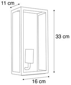Lampada da parete per esterni industriale verde scuro con vetro IP44 - Rotterdam