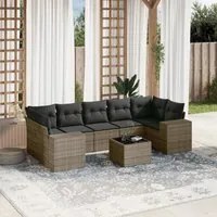 Set Divano da Giardino 8 pz con Cuscini Grigio in Polyrattancod mxl 114874