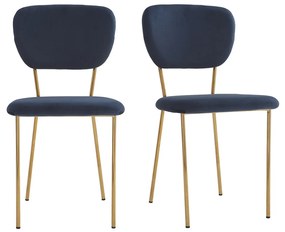 Sedie design in velluto Blu e struttura in metallo Dorato set di 2 LEPIDUS
