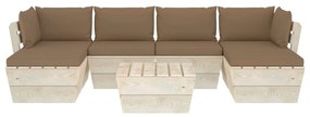 Set divani da giardino su pallet 7 pz con cuscini legno abete