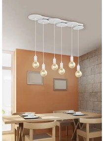 Trio - Lampadario su corda DISCUS 6xE27/28W/230V bianco