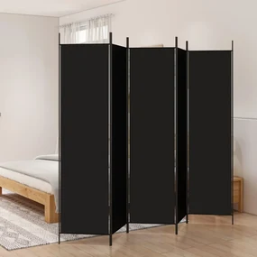 Divisorio 5 pannelli nero 250x200 cm tessuto