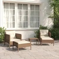 Set Divani da Giardino 5 pz con Cuscini Marrone in Polyrattan 319680