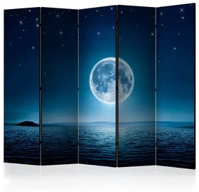 Paravento separè Notte di Luna II (5-parti) - panorama celeste e mare calmo