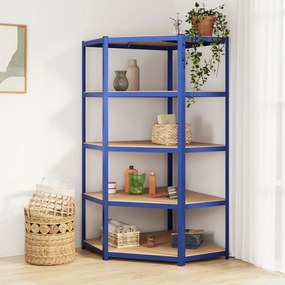 Mensola Angolare 5 Strati Blu İn Acciaio E Legno Multistrato /