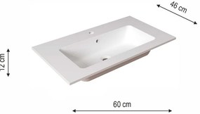 Lavabo a incasso rettangolare L 60.5 x H 14 x P 46 cm in resina bianco opaco