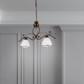 Lampadario a sospensione con catena RETRO 2xE27/60W/230V rame/patina