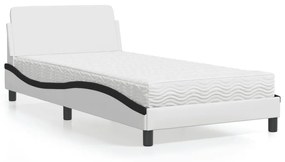 Letto con materasso bianco e nero 100x200 cm in similpelle