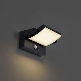 Lampada da parete per esterni nera con LED IP54 con sensore di movimento solare - Judge