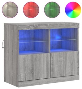 Credenza con luci led grigio sonoma 81x37x67 cm