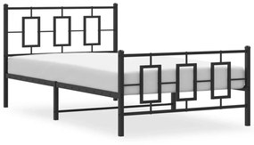 Giroletto con testiera e pediera metallo nero 107x203 cm