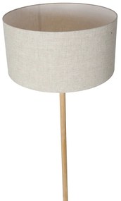 Lampada da terra rustica in legno con paralume marrone chiaro - Mels