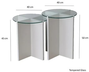 SET 2x Tavolino LILY diametro 40 cm bianco/limpido