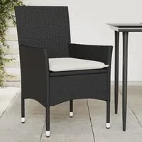 Sedie da Giardino con Cuscini 2 pz Nere in Polyrattan 368108