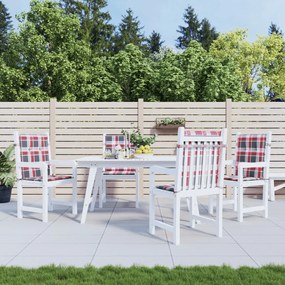 Cuscini Per Sedia 4 Pz A Quadri Rossi 100x50x3cm Tessuto Oxford /