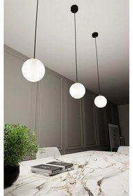 Sospensione Contemporanea Nuada 1 Luce In Acciaio Nero/Oro Sfera Vetro Bianco