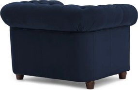 Poltrona chesterfield blu con rivestimento in velluto York Blik – Ropez