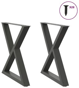 Gambe Per Tavolo Da Pranzo 2pz Antracite 80x(72-73,3)cm Acciaio /