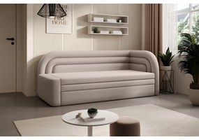 Divano beige allungabile/con contenitore con penisola a destra e rivestimento in velluto 223 cm Fabillo – ELTAP