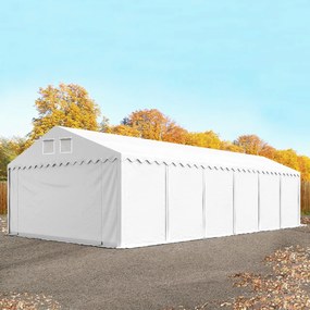 TOOLPORT 6x12 m tenda capannone, altezza 2,6m, PVC 1400, telaio perimetrale, ignifuga, bianco, con statica (sottofondo in terra) - (58504)