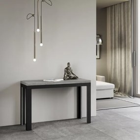 Tavolo libro LINEA DOUBLE 120x45 Cemento allunga aperto 200x90