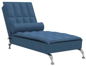 Chaise longue massaggi cuscino a rullo blu in tessuto