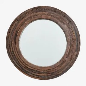 Specchio Da Parete Rotondo In Legno Riciclato Ø90 Cm Malbork Legno Riciclato - Sklum