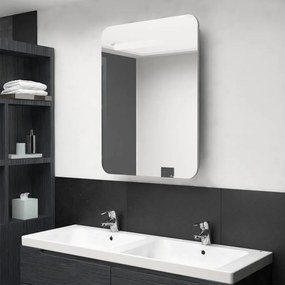 Armadietto bagno con specchio e led grigio cemento 60x11x80 cm